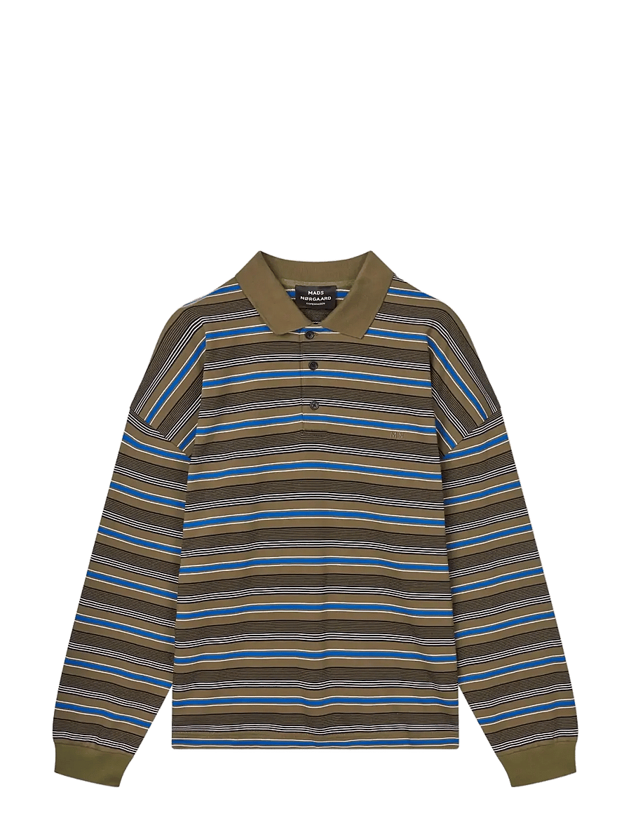 Mads Nørgaard - Light Terry Polo Sweat ST. - sweatshirts - tarmac multi st. - 0