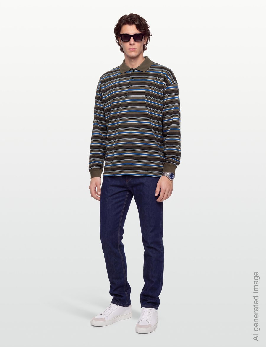 Mads Nørgaard - Light Terry Polo Sweat ST. - sweatshirts - tarmac multi st. - 0