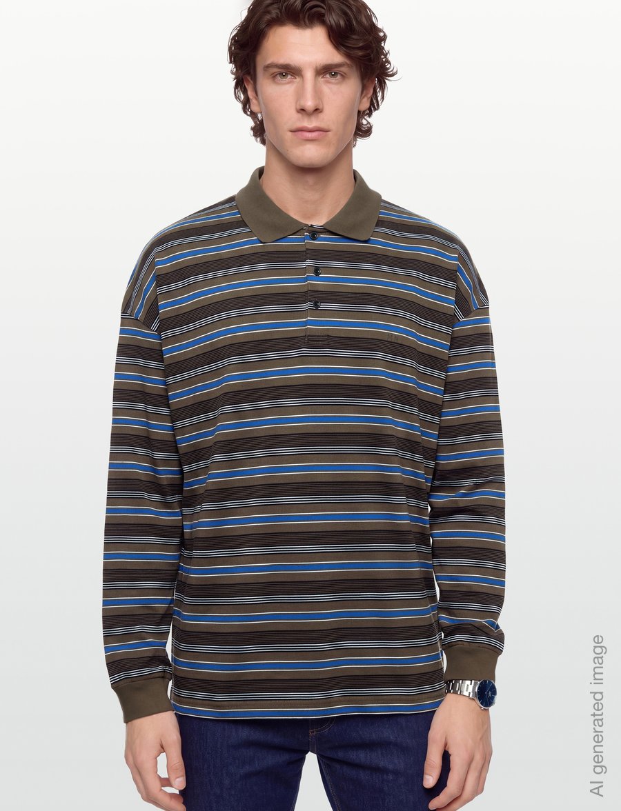 Mads Nørgaard - Light Terry Polo Sweat ST. - sweatshirts - tarmac multi st. - 3
