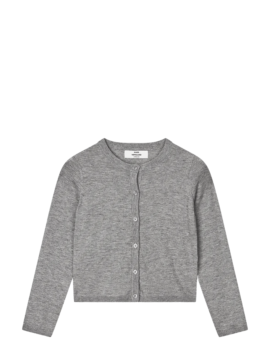 Mads Nørgaard - Fine Merino Charlie Knit - cardigans - mid grey melange - 0