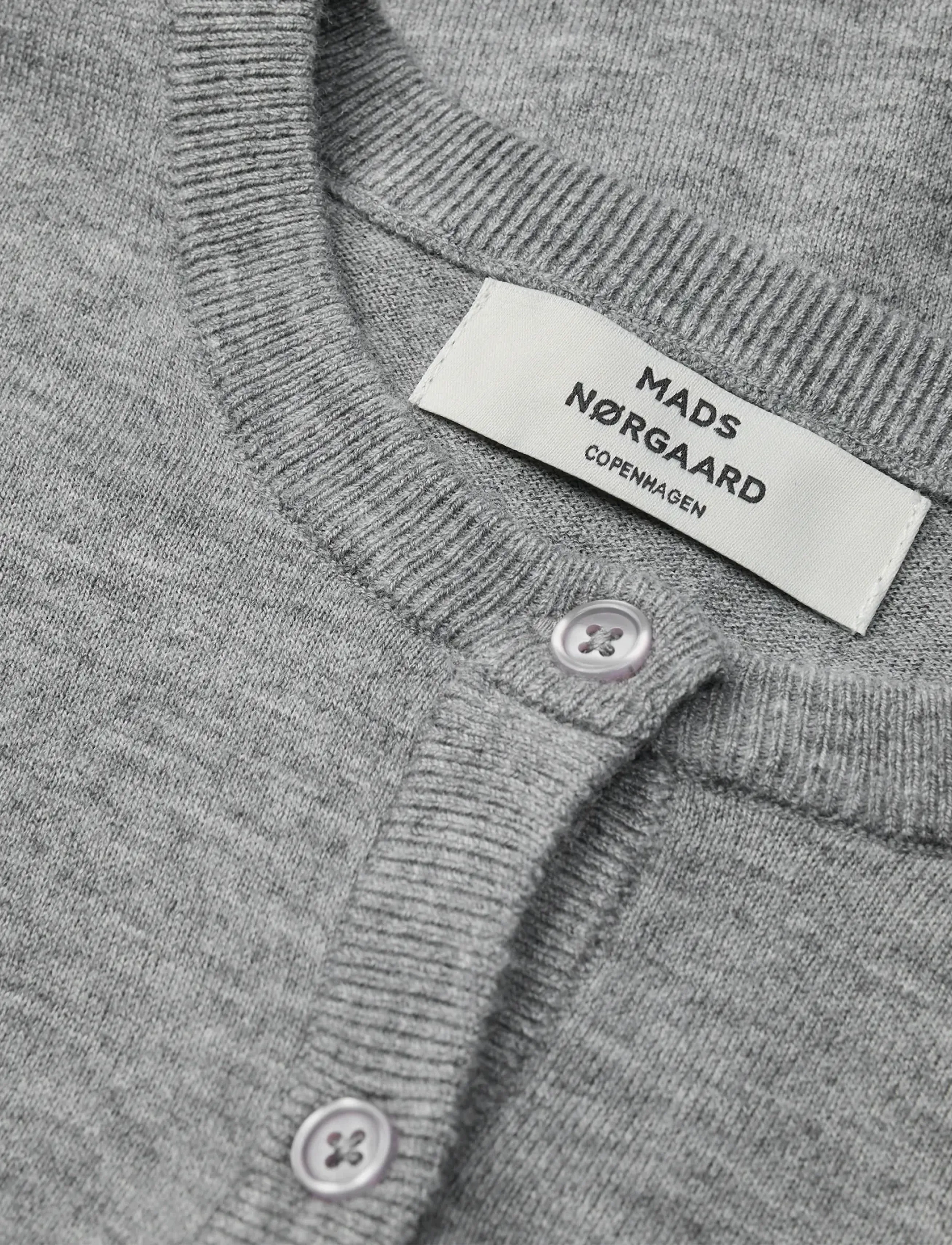 Mads Nørgaard - Fine Merino Charlie Knit - cardigans - mid grey melange - 2
