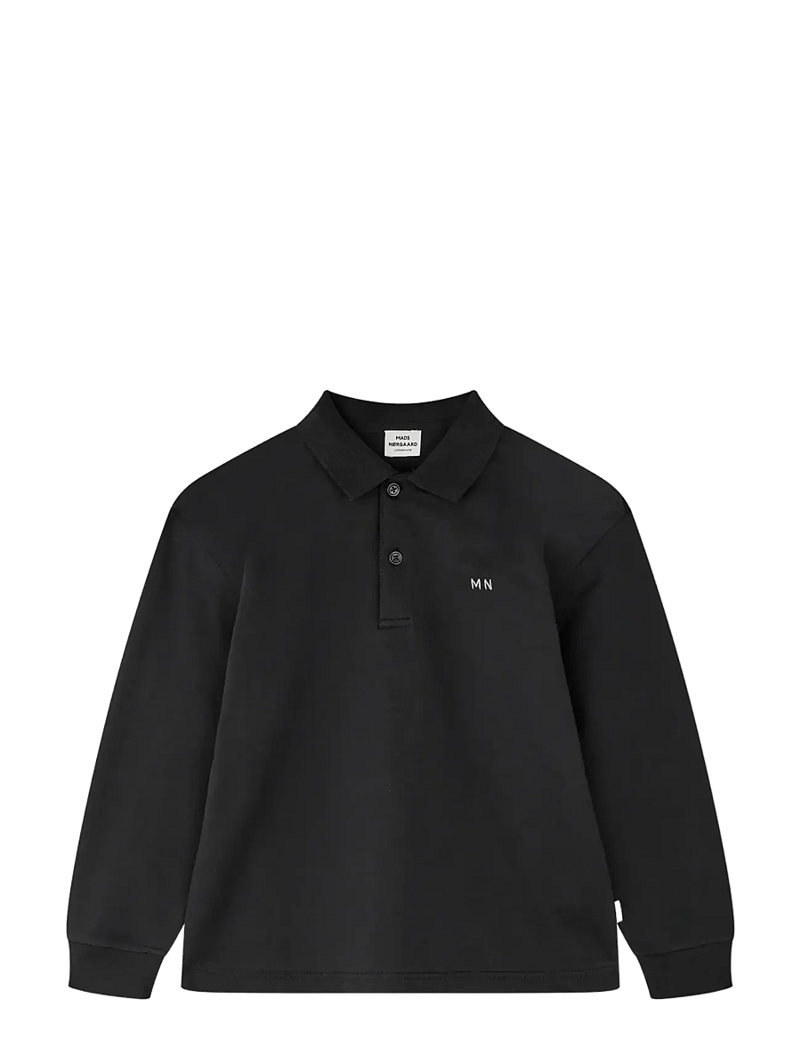 Mads Nørgaard - Light Terry Jan Polo L/S - langærmede poloer - black - 0