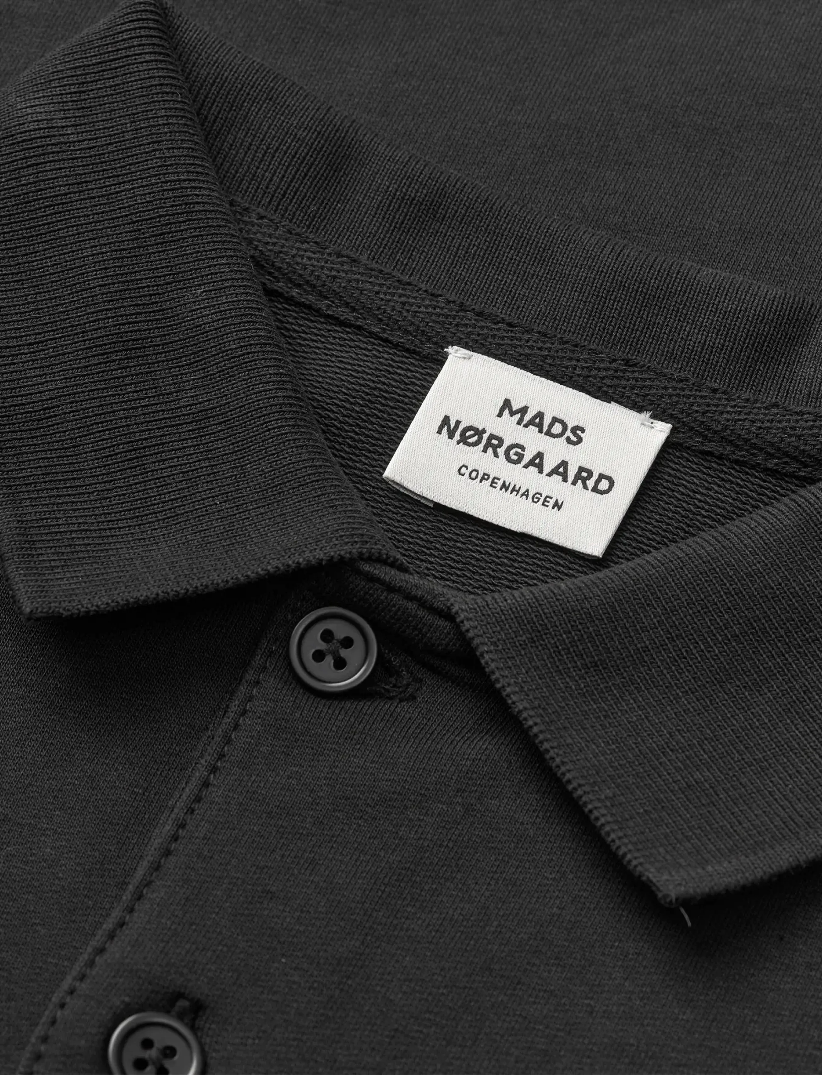 Mads Nørgaard - Light Terry Jan Polo L/S - langærmede poloer - black - 2