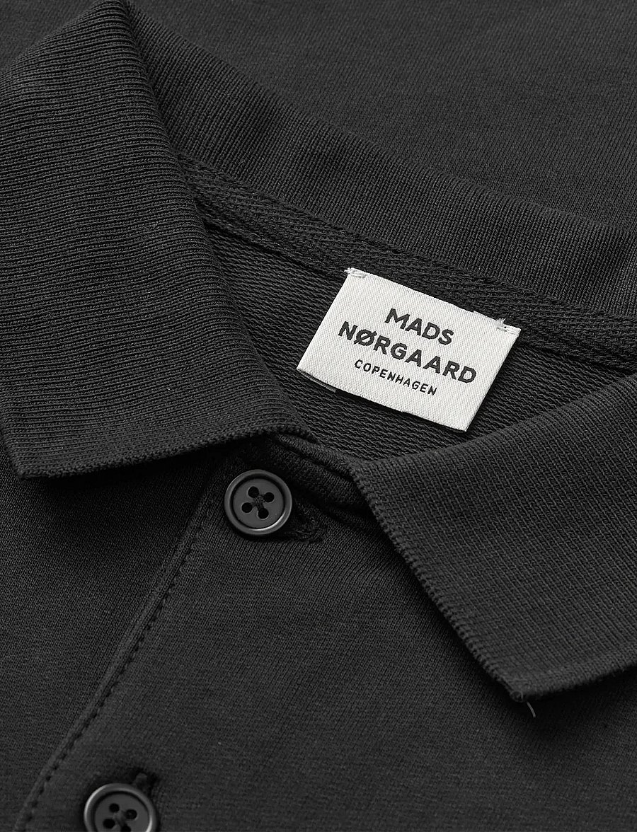 Mads Nørgaard - Light Terry Jan Polo L/S - langærmede poloer - black - 2