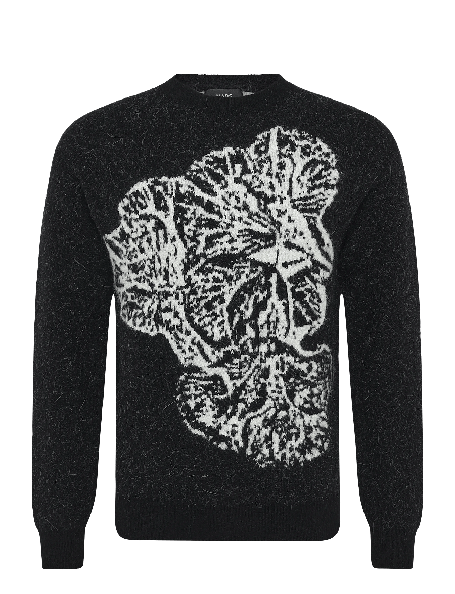 Mads Nørgaard - Alpaca Wool Vilhelm Flower Knit - black - 0