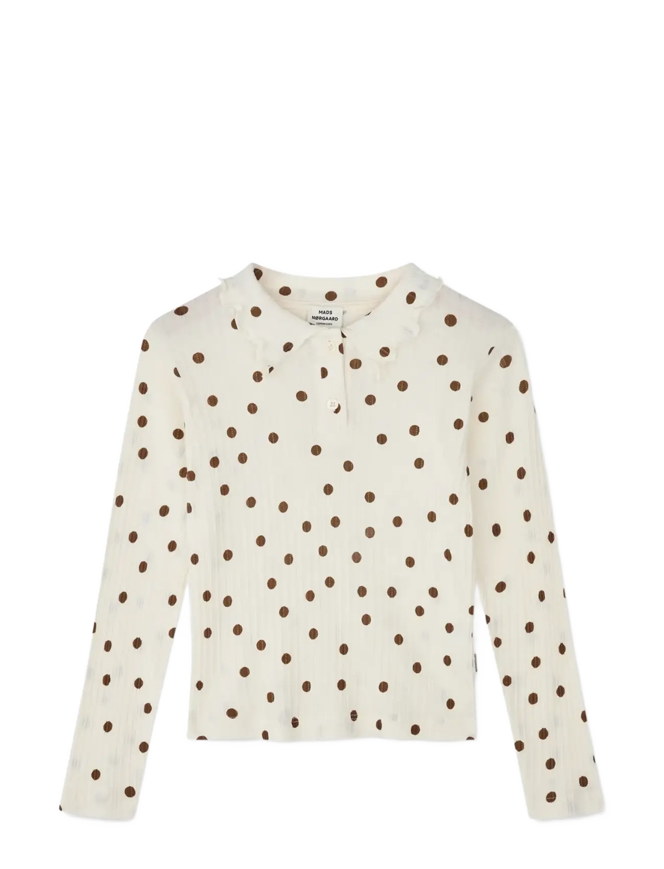 Mads Nørgaard Pointella Lakita Polo Tee L/S AOP - Tøj - VANILLA ICE/COCOA / cream