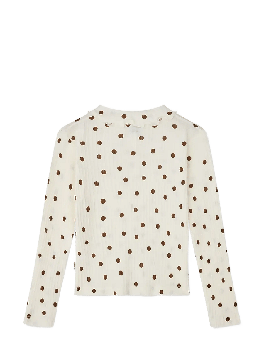 Mads Nørgaard - Pointella Lakita Polo Tee L/S AOP - langærmede t-shirts - vanilla ice/cocoa - 1