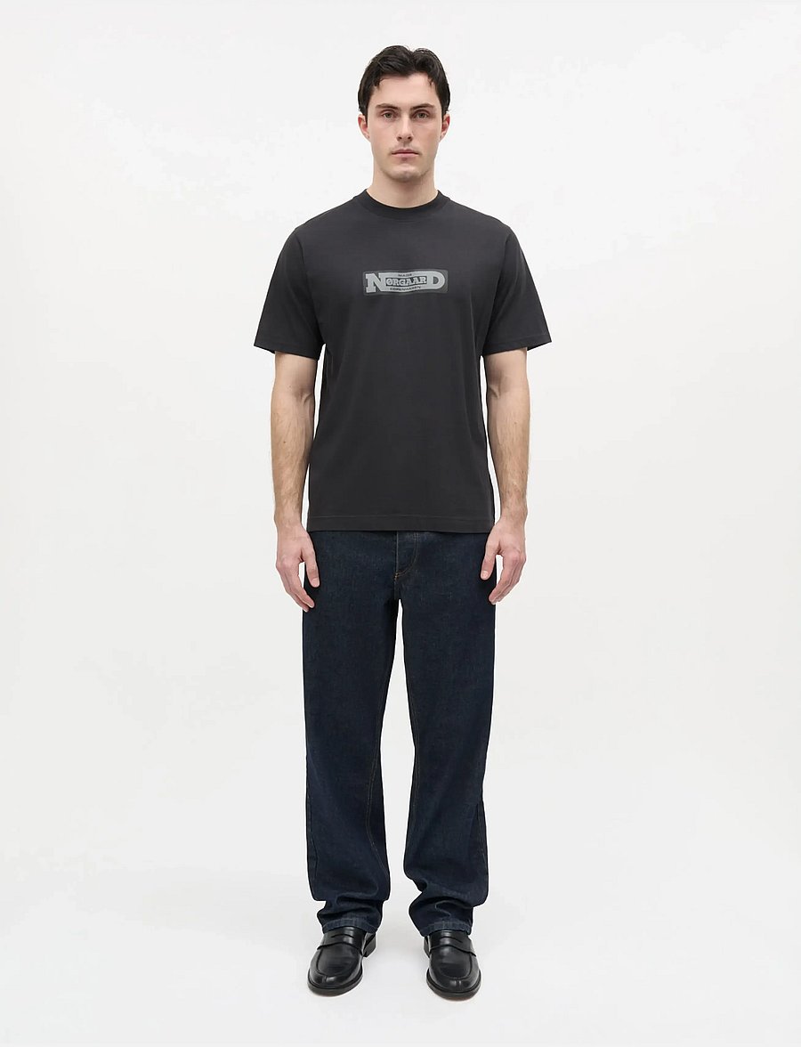 Mads Nørgaard - Cotton Jersey Print Frode Tee - kurzärmelige t-shirts - black - 0