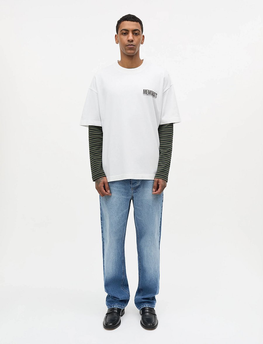Mads Nørgaard - Open-End Dye Big Flower Tee - kortærmede t-shirts - white - 0