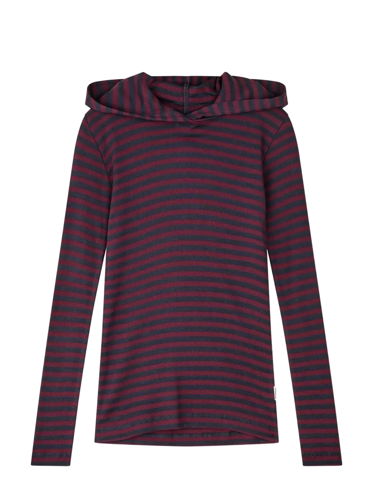 Mads Nørgaard 2x2 Cotton Stripe Tally Hoodie - Sweatshirts & Kapuzenpullover - SKY CAPTAIN/WINETASTING / burgundy