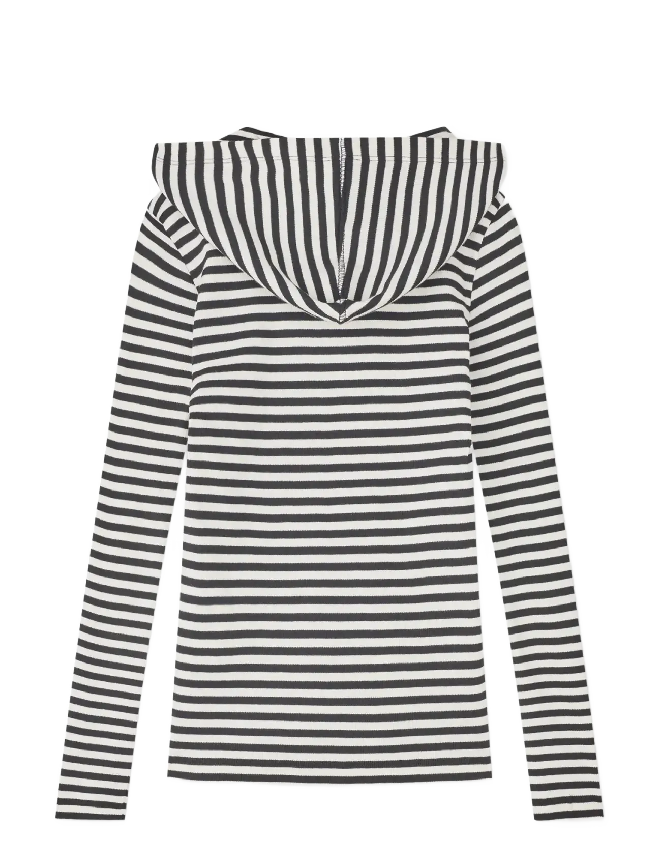 Mads Nørgaard - 2x2 Cotton Stripe Tally Hoodie - black/vanilla ice - 1