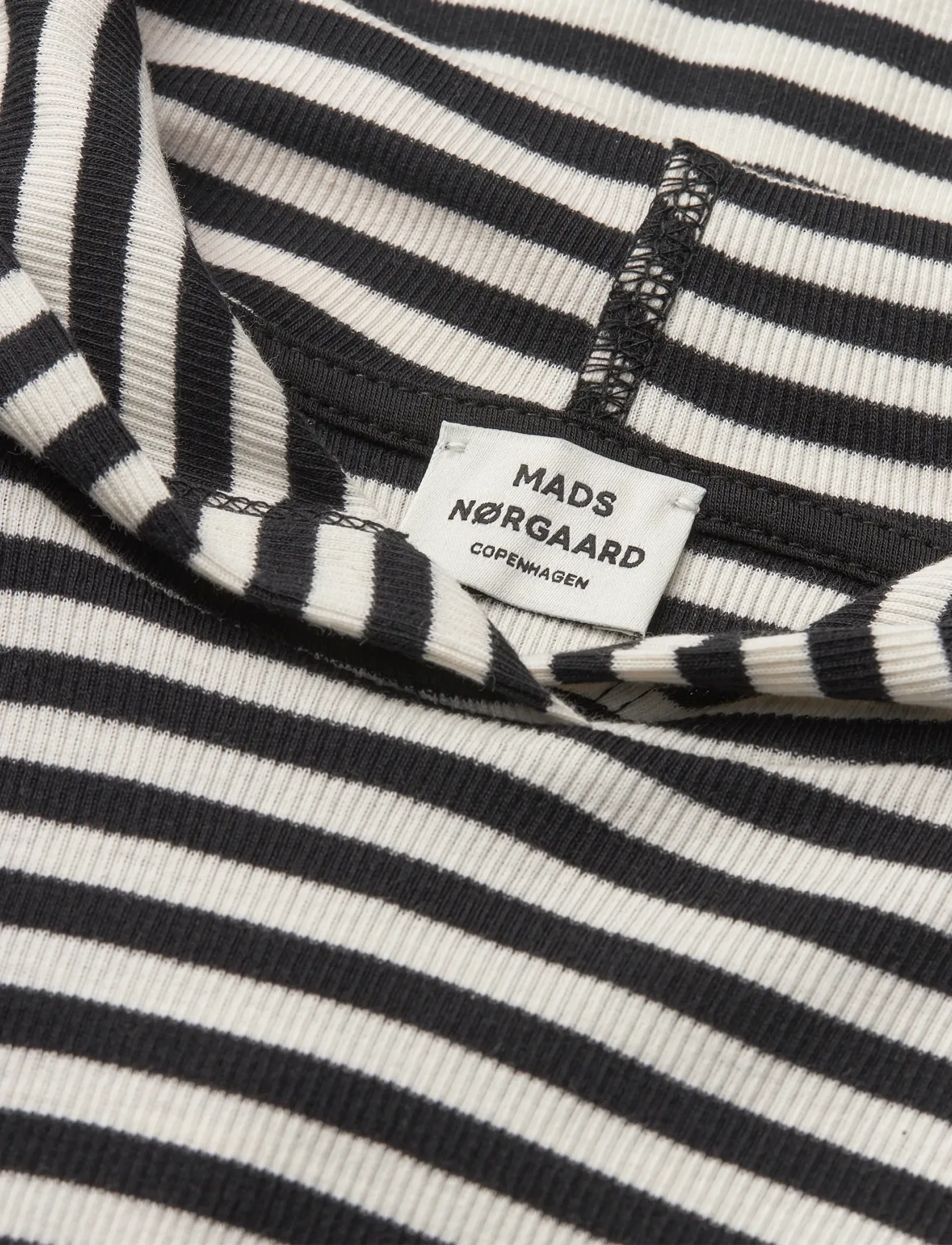 Mads Nørgaard - 2x2 Cotton Stripe Tally Hoodie - black/vanilla ice - 2