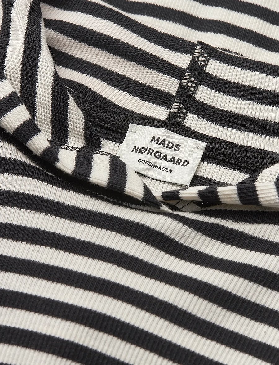 Mads Nørgaard - 2x2 Cotton Stripe Tally Hoodie - kapuutsiga pusad - black/vanilla ice - 2
