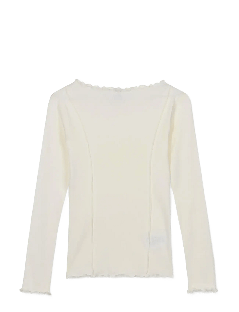 Mads Nørgaard - 2x2 Cotton Siri Top - langärmlige tops - vanilla ice - 0