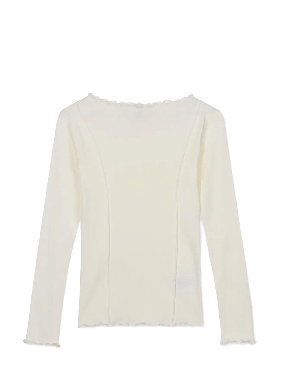 Mads Nørgaard - 2x2 Cotton Siri Top - topy z długimi rękawami - vanilla ice - 0