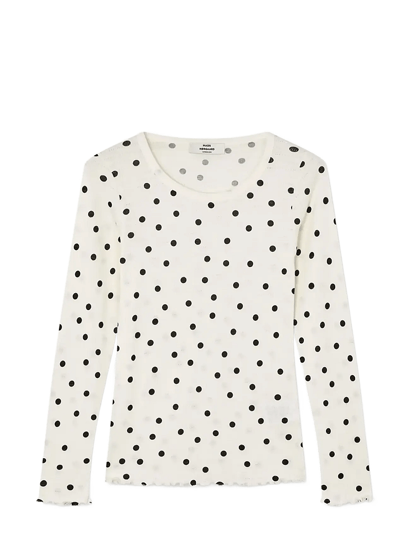 Mads Nørgaard - Pointella Troja Tee LS AOP - langærmede toppe - dot aop vanilla ice - 0