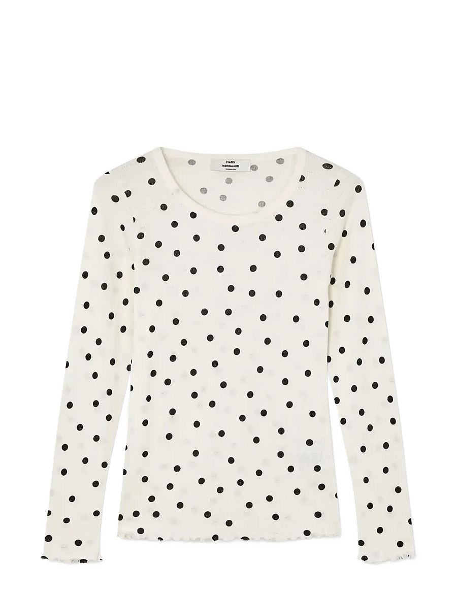 Mads Nørgaard - Pointella Troja Tee LS AOP - långärmade toppar - dot aop vanilla ice - 0