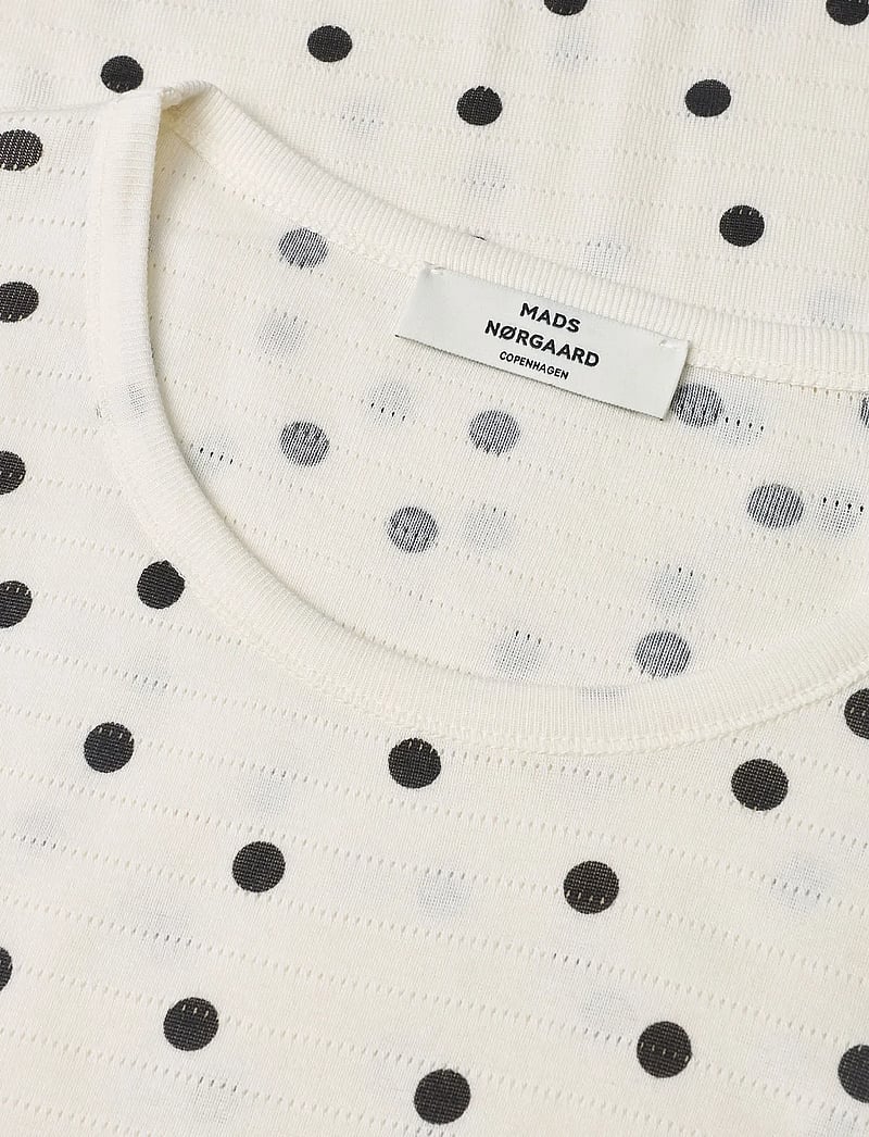Mads Nørgaard - Pointella Troja Tee LS AOP - langærmede toppe - dot aop vanilla ice - 1