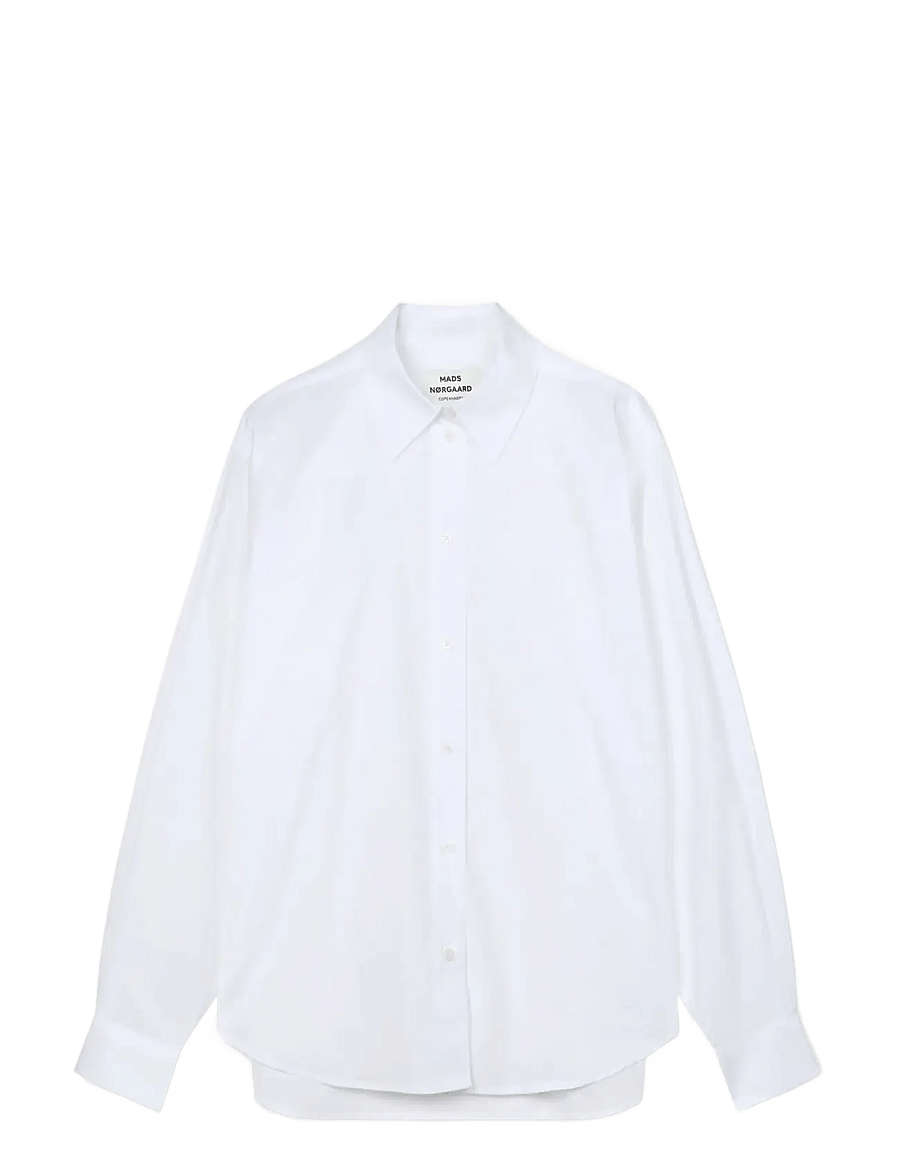Mads Nørgaard - Carlo Poplin Crelly Shirt - langærmede skjorter - snow white - 0
