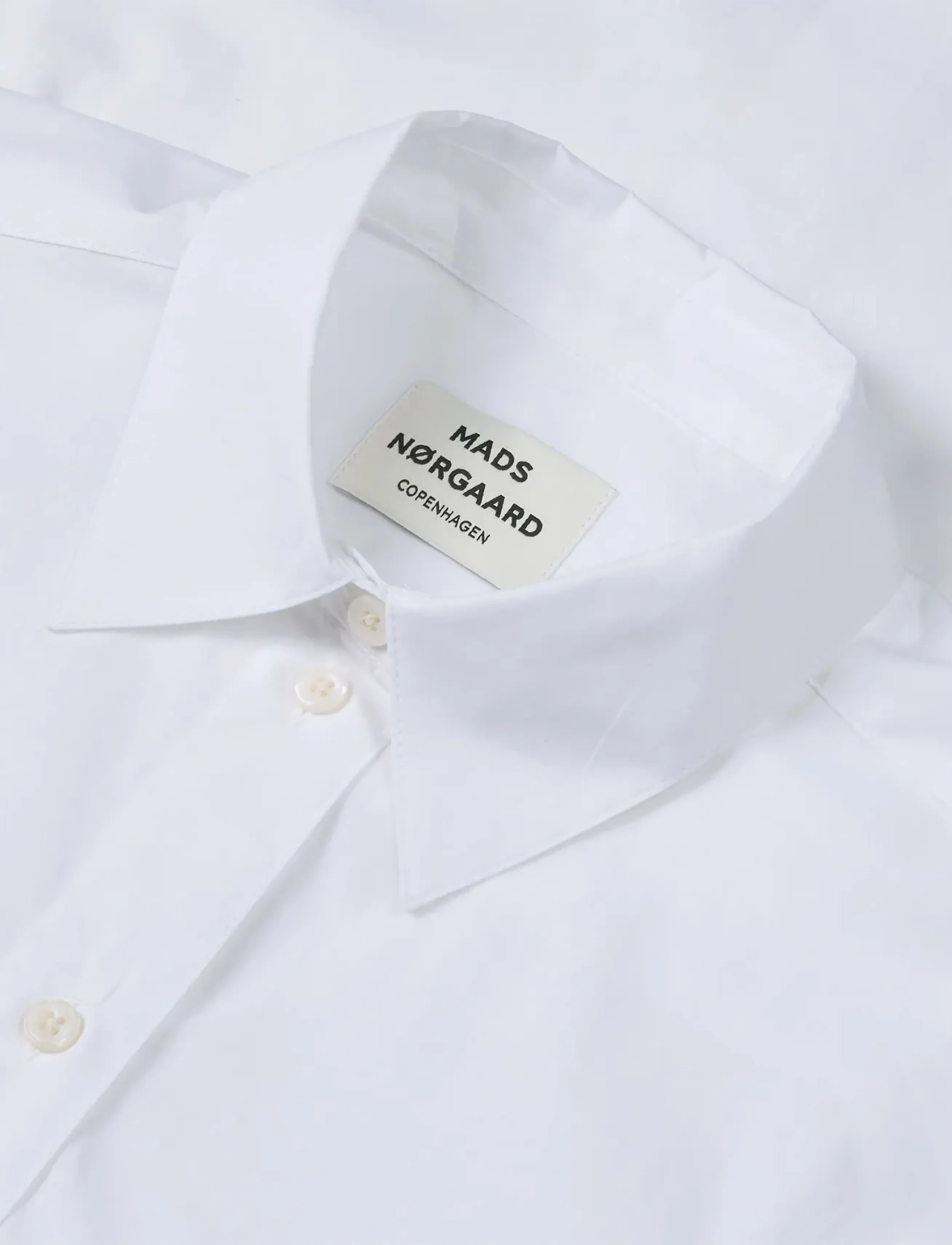 Mads Nørgaard - Carlo Poplin Crelly Shirt - langærmede skjorter - snow white - 1