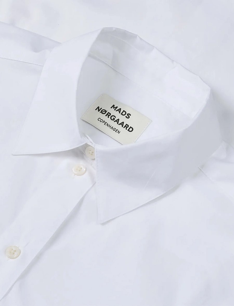 Mads Nørgaard - Carlo Poplin Crelly Shirt - langærmede skjorter - snow white - 1