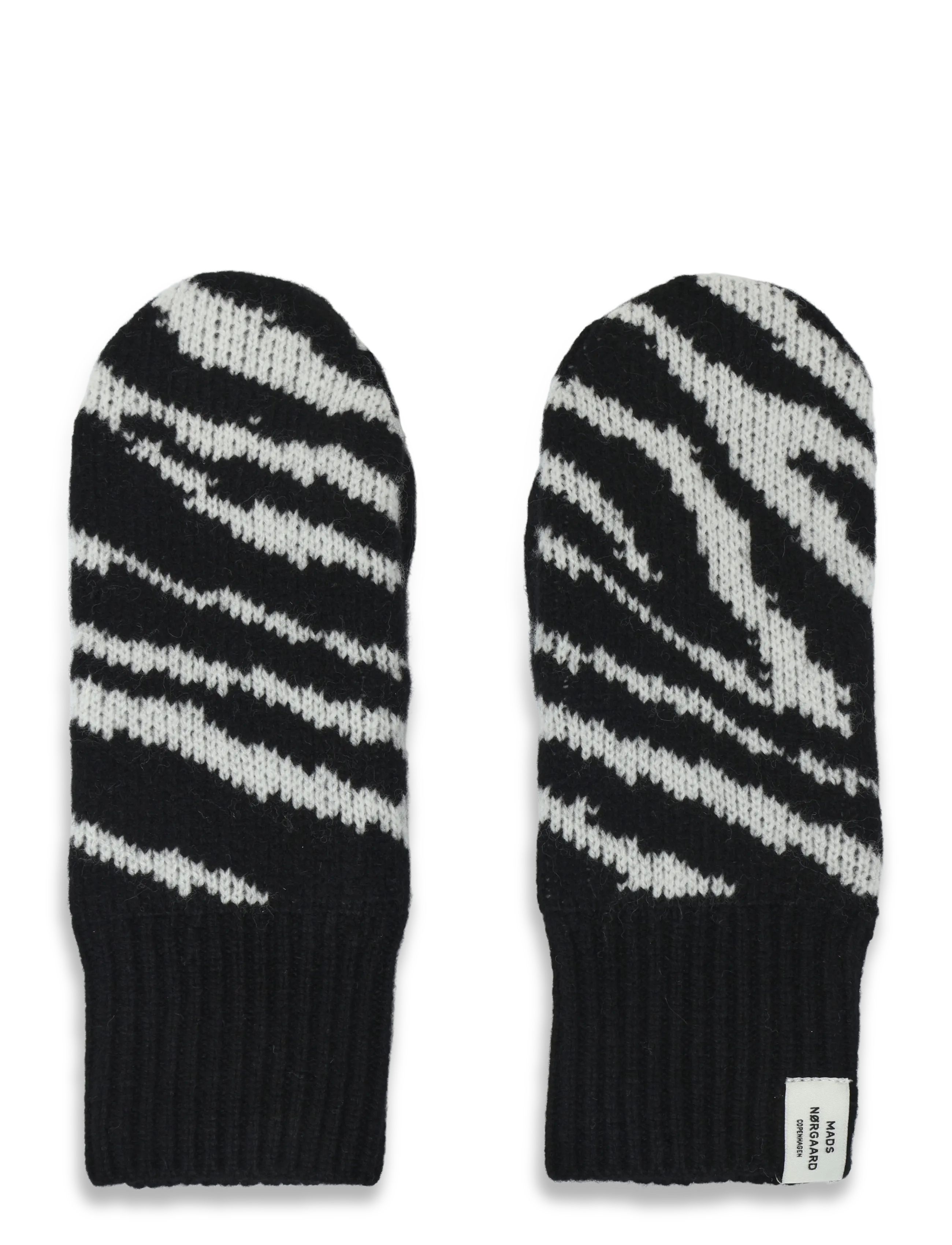 Mads Nørgaard One Wool Milo Zebra Mitten - Gloves - ZEBRA / black