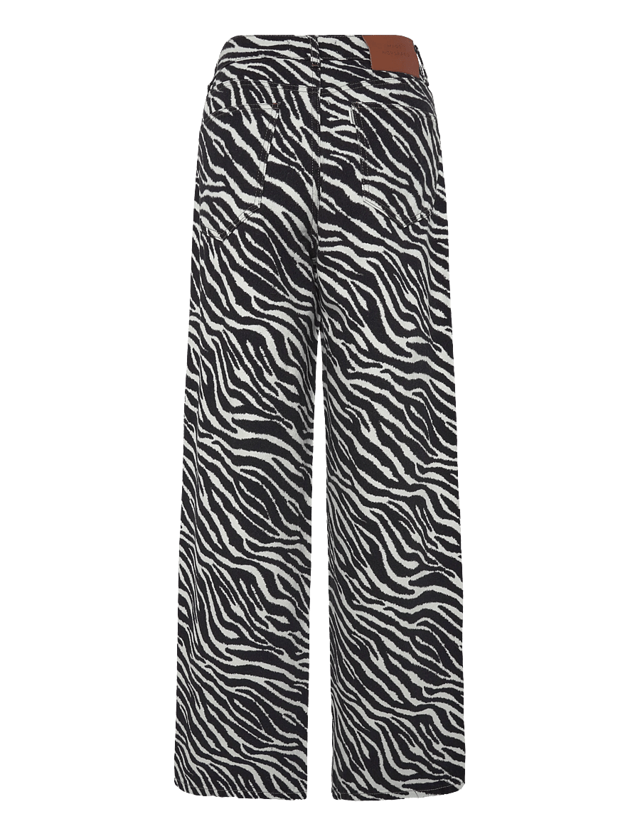 Mads Nørgaard - Mock Twill Christel AOP Jeans - hosen mit weitem bein - zebra - 1