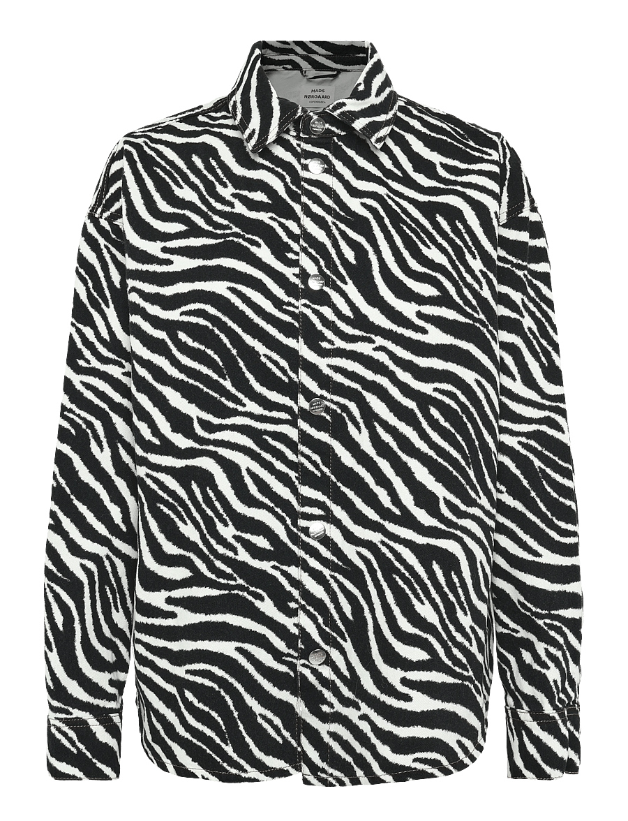 Mads Nørgaard - Mock Twill Gisla AOP Shirt - långärmade skjortor - zebra - 0