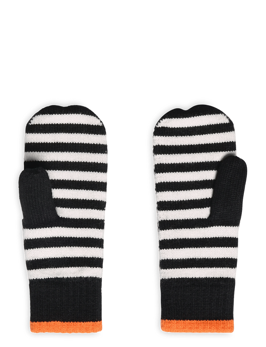 Mads Nørgaard - One Wool Milo Stripe Mitten - luffer - black/vanilla ice - 0