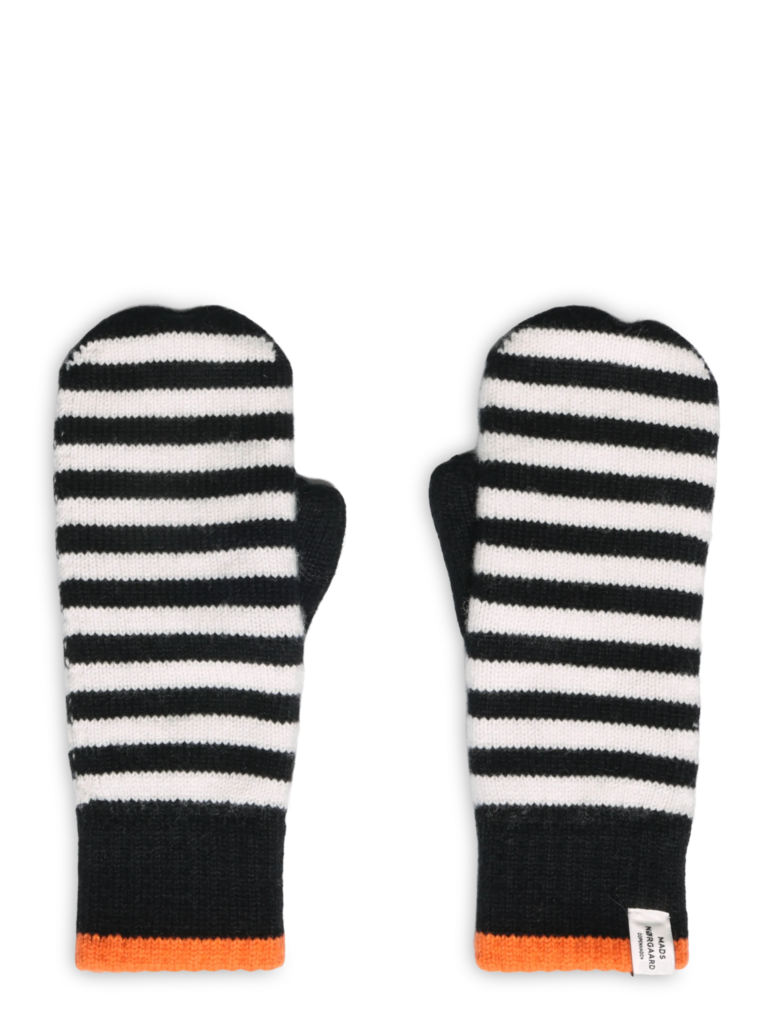 Mads Nørgaard - One Wool Milo Stripe Mitten - luffer - black/vanilla ice - 1