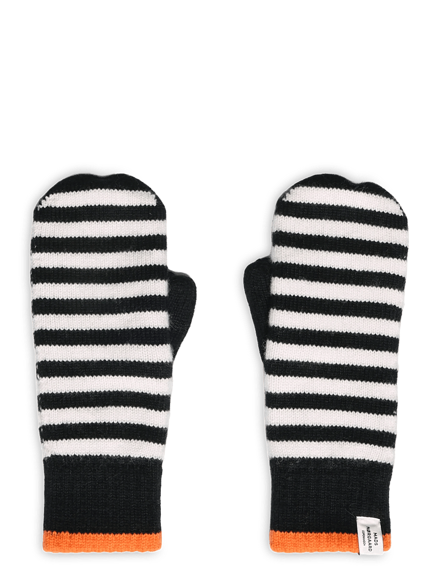 Mads Nørgaard - One Wool Milo Stripe Mitten - luffer - black/vanilla ice - 1