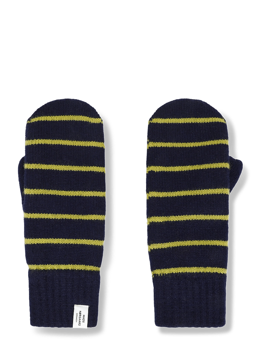 Mads Nørgaard - One Wool Milo Stripe Mitten - labakindad - sky captain/green olive - 1