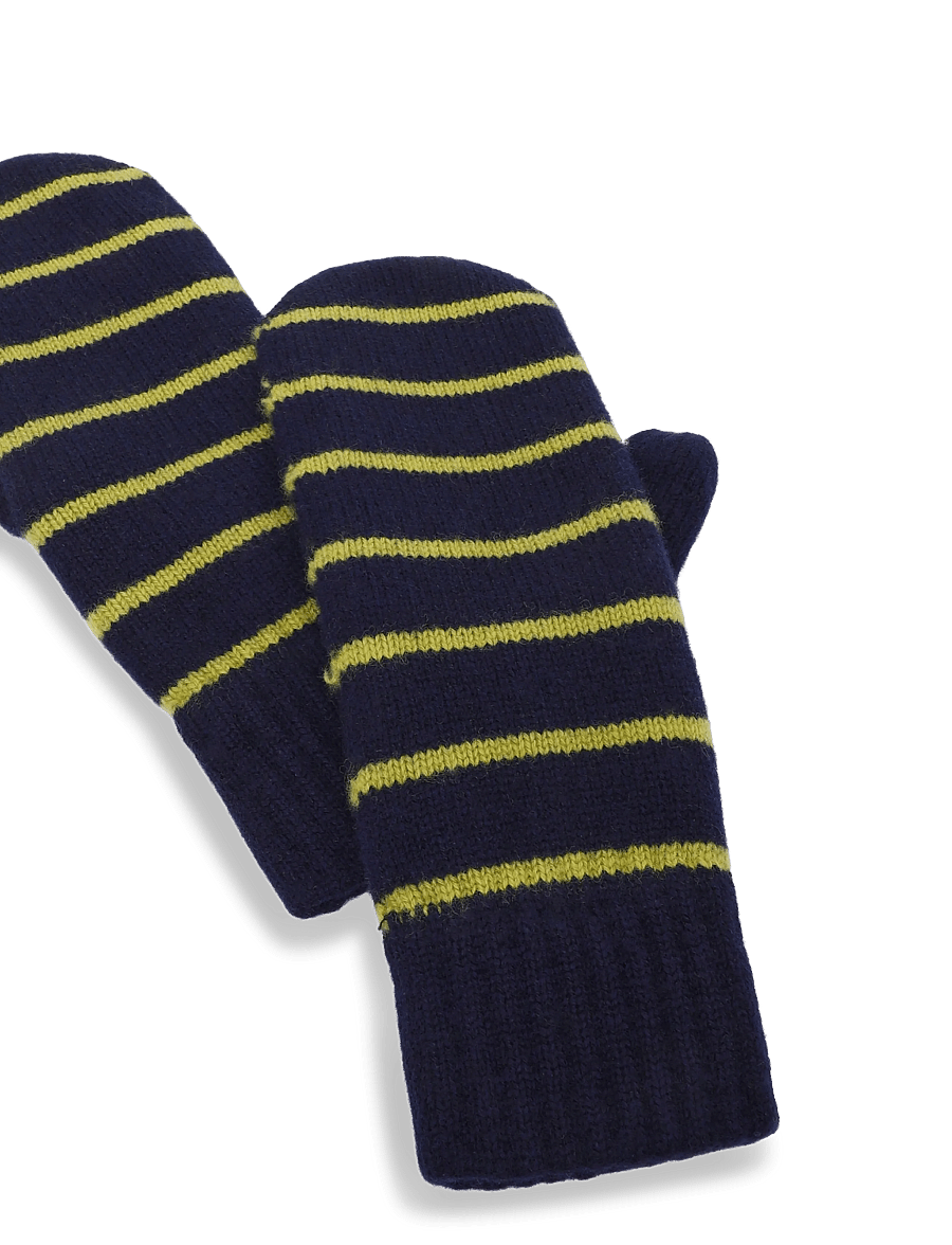 Mads Nørgaard - One Wool Milo Stripe Mitten - labakindad - sky captain/green olive - 2