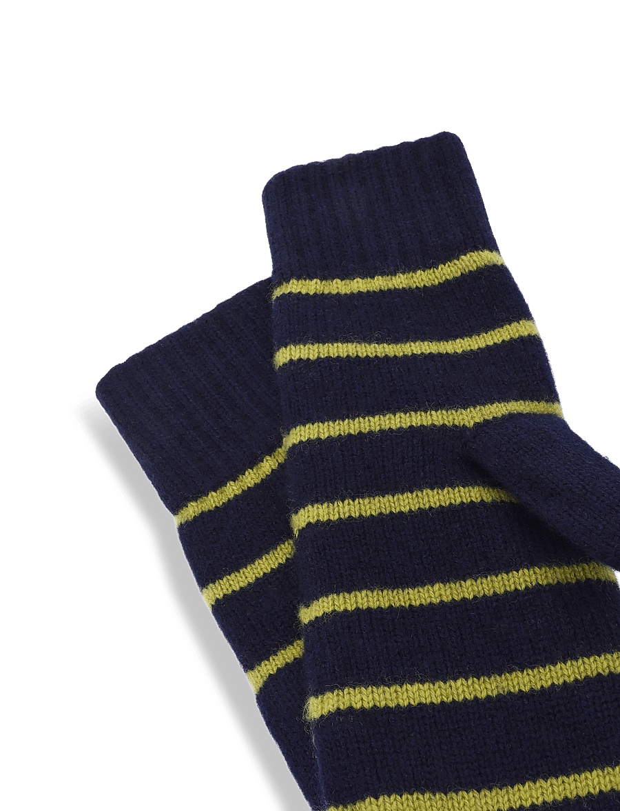 Mads Nørgaard - One Wool Milo Stripe Mitten - labakindad - sky captain/green olive - 3