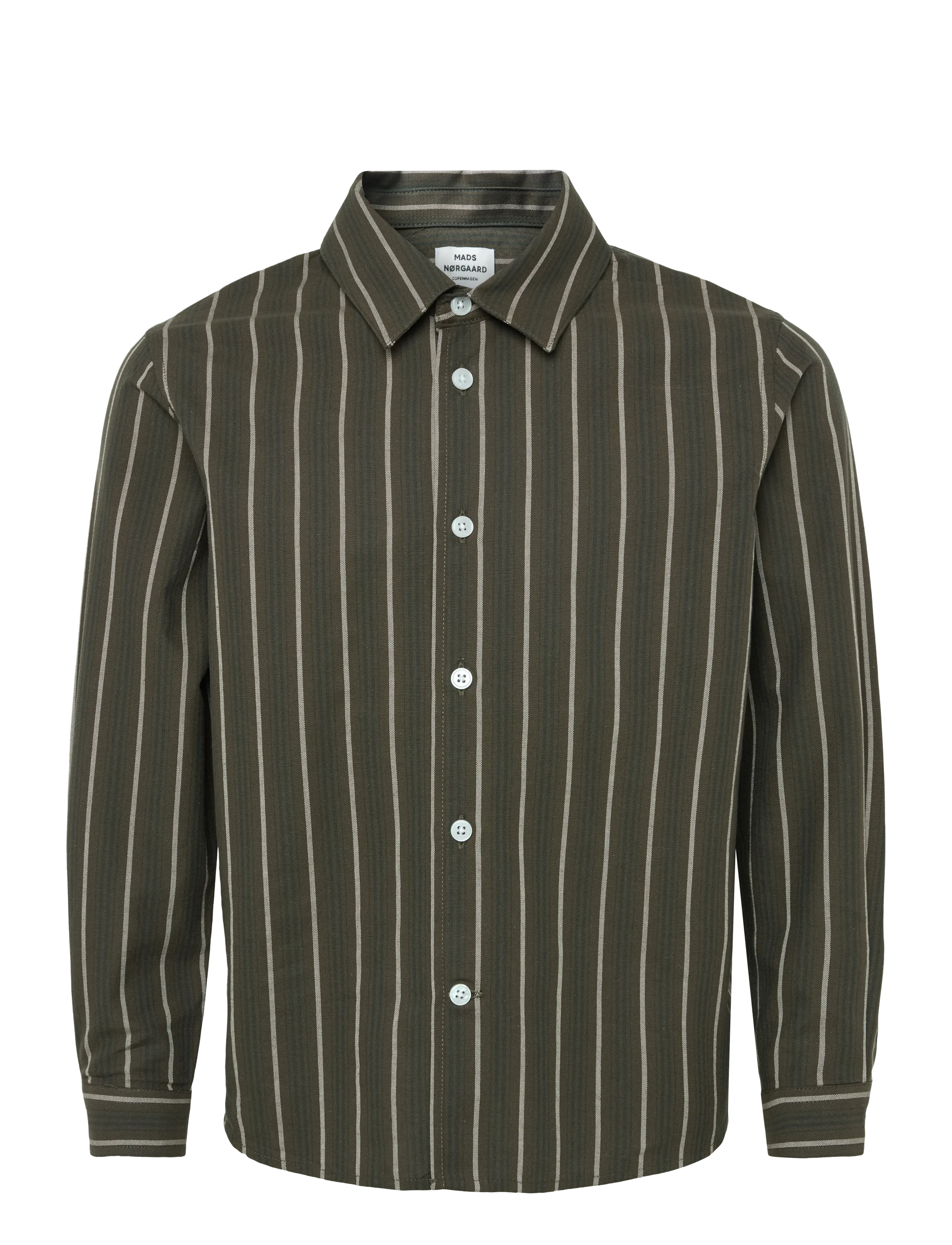 Mads Nørgaard Oxford Svante Stripe Shirt - Mads Nørgaard - TURKISH COFFEE/SKY CAPTAIN / khaki/green