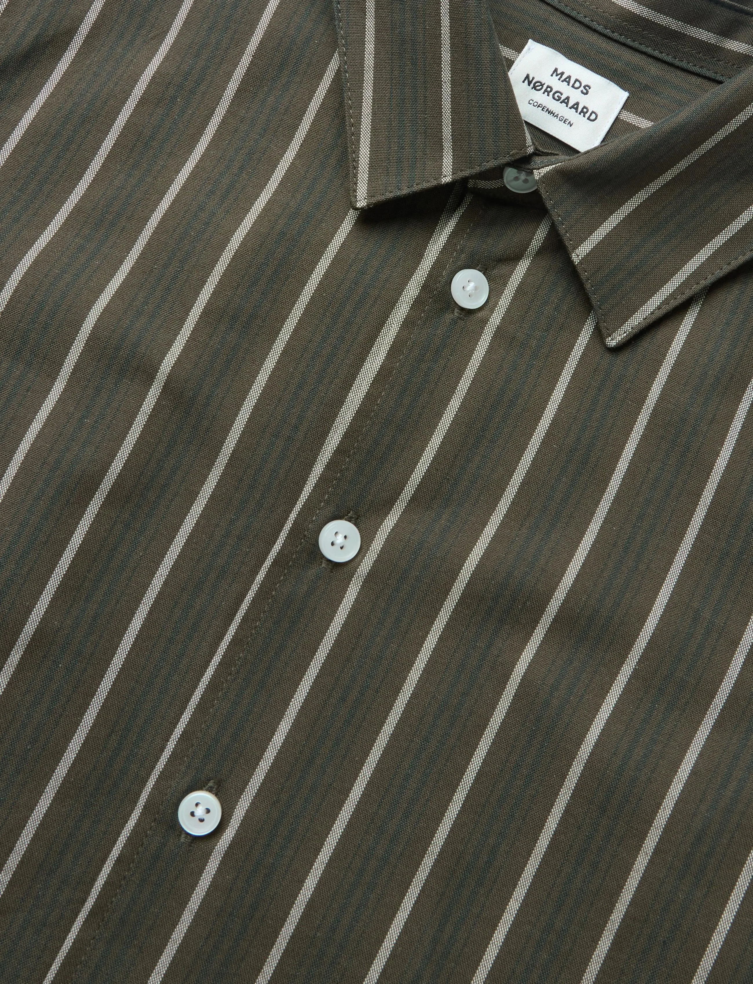 Mads Nørgaard - Oxford Svante Stripe Shirt - turkish coffee/sky captain - 2
