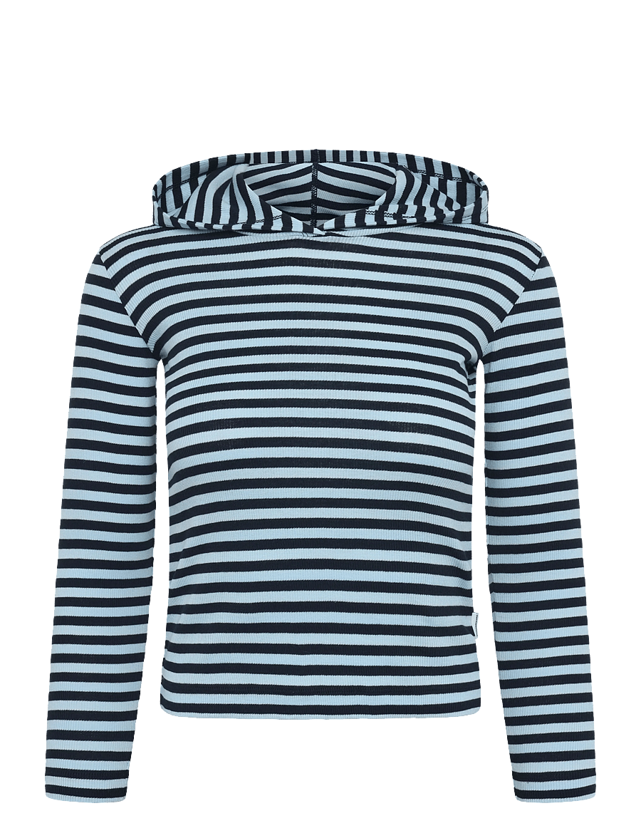 Mads Nørgaard - 2x2 Cotton Stripe Tally Hoodie - kapuzenpullover - cerulean/sky captian - 0