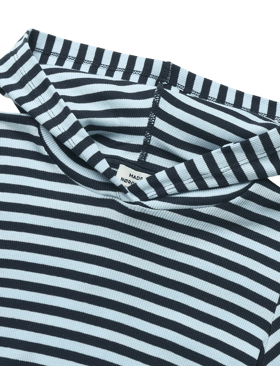 Mads Nørgaard - 2x2 Cotton Stripe Tally Hoodie - kapuzenpullover - cerulean/sky captian - 2