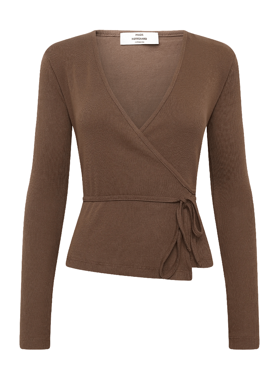 Mads Nørgaard - 2x2 Cotton Susi LS Top - langärmlige tops - cocoa - 0