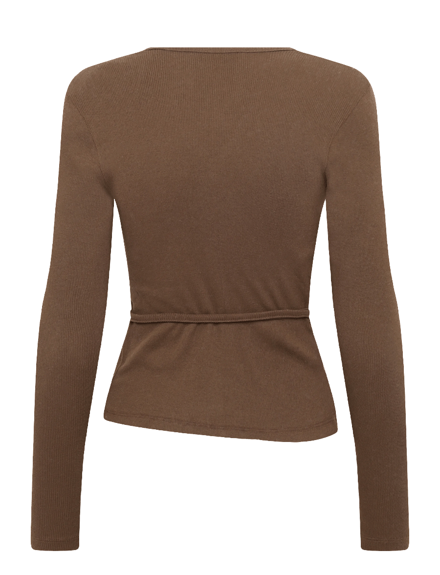 Mads Nørgaard - 2x2 Cotton Susi LS Top - langärmlige tops - cocoa - 1