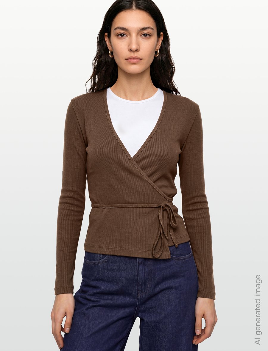 Mads Nørgaard - 2x2 Cotton Susi LS Top - långärmade toppar - cocoa - 3