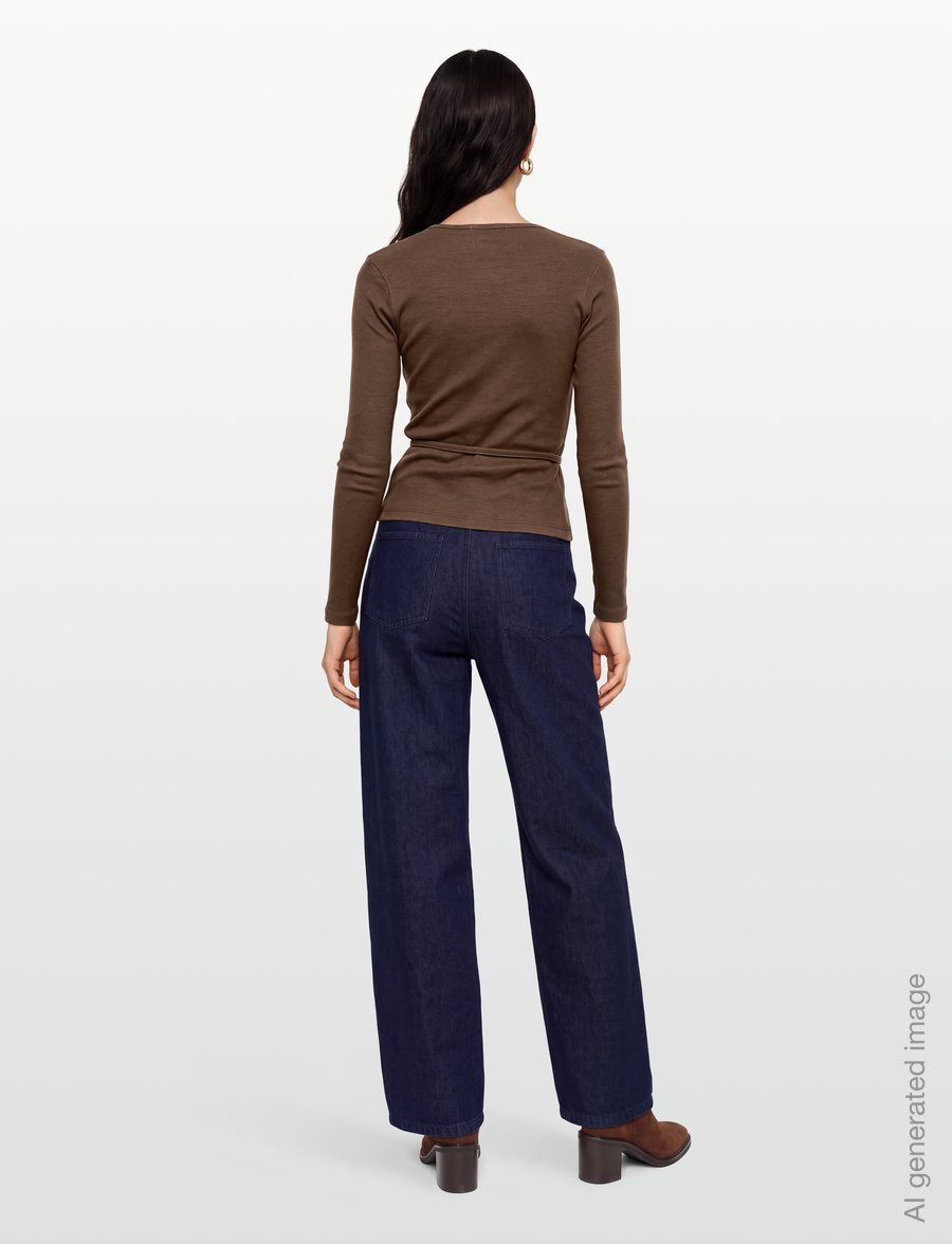Mads Nørgaard - 2x2 Cotton Susi LS Top - långärmade toppar - cocoa - 4