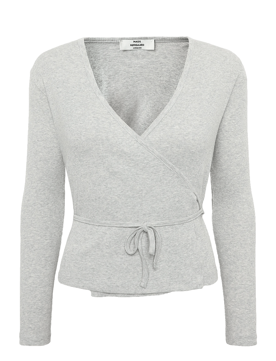 Mads Nørgaard - 2x2 Cotton Susi LS Top - långärmade toppar - grey melange - 0