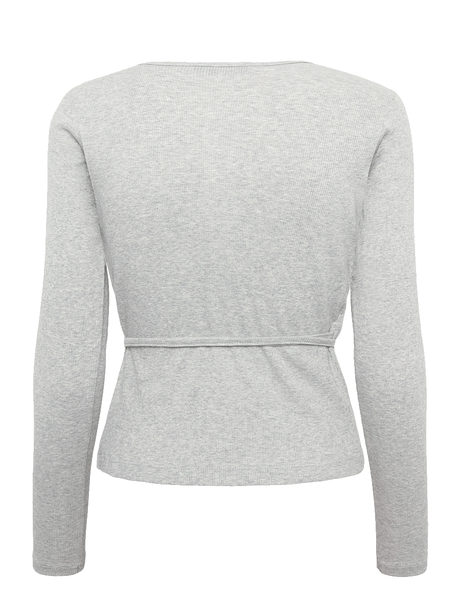 Mads Nørgaard - 2x2 Cotton Susi LS Top - långärmade toppar - grey melange - 1