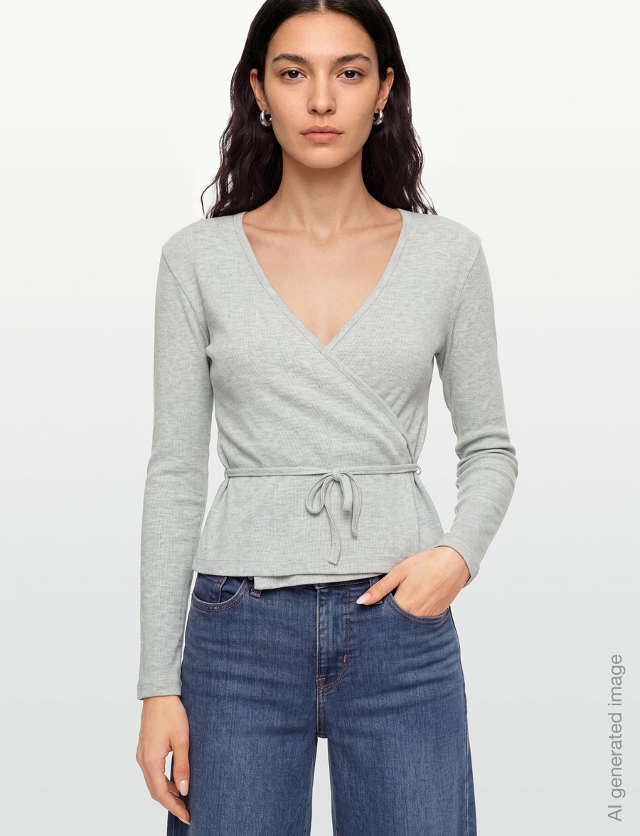 Mads Nørgaard - 2x2 Cotton Susi LS Top - langärmlige tops - grey melange - 3