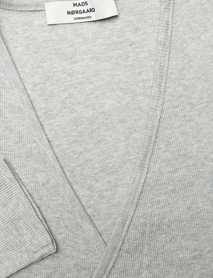 Mads Nørgaard - 2x2 Cotton Susi LS Top - långärmade toppar - grey melange - 2