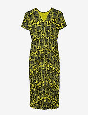 Mads Nørgaard - Snake Plisse Dacona - bodycon dresses - cool yellow - 1