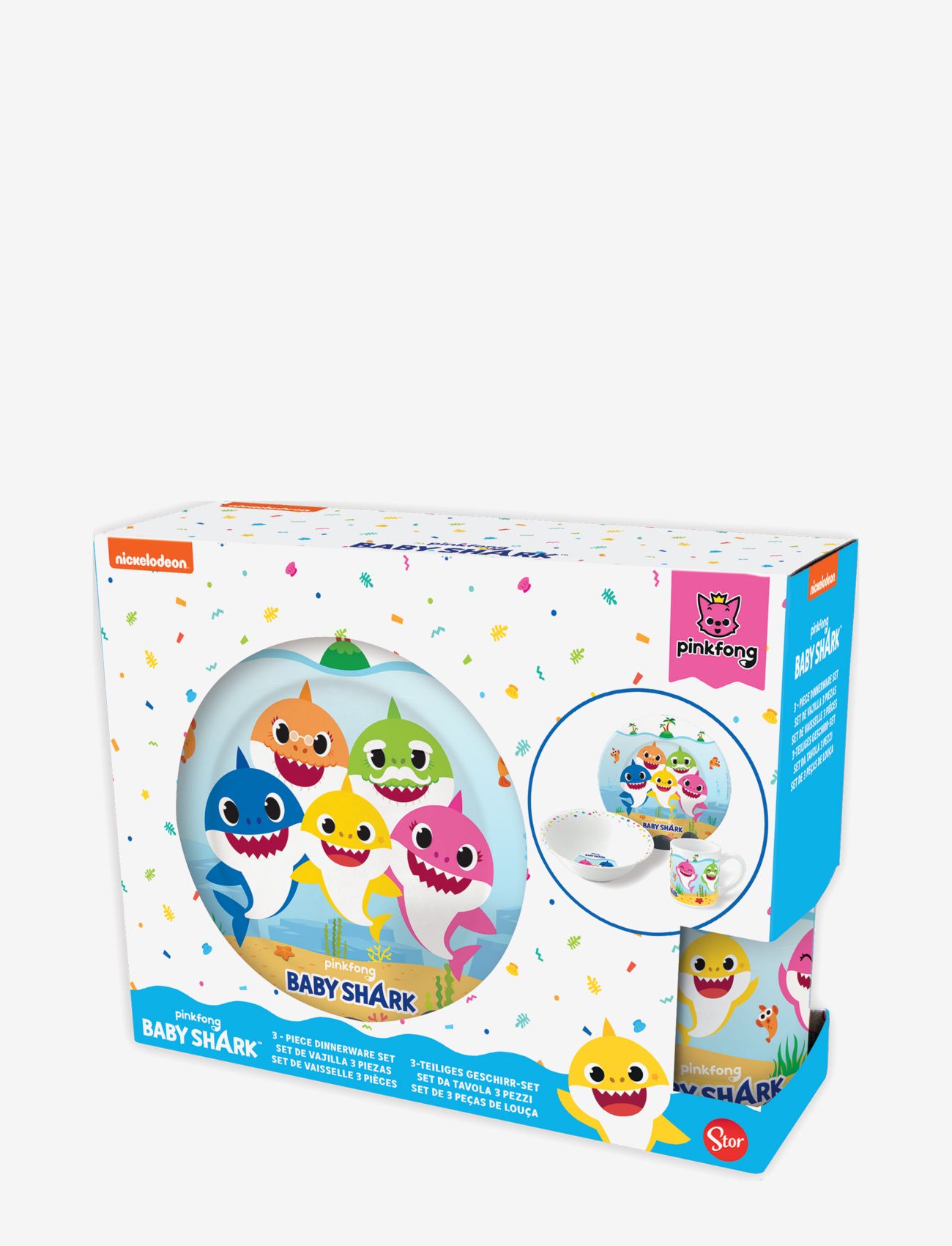 Magic Store - Baby Shark 3 pcs offset snack set, ceramic - multi coloured - 1