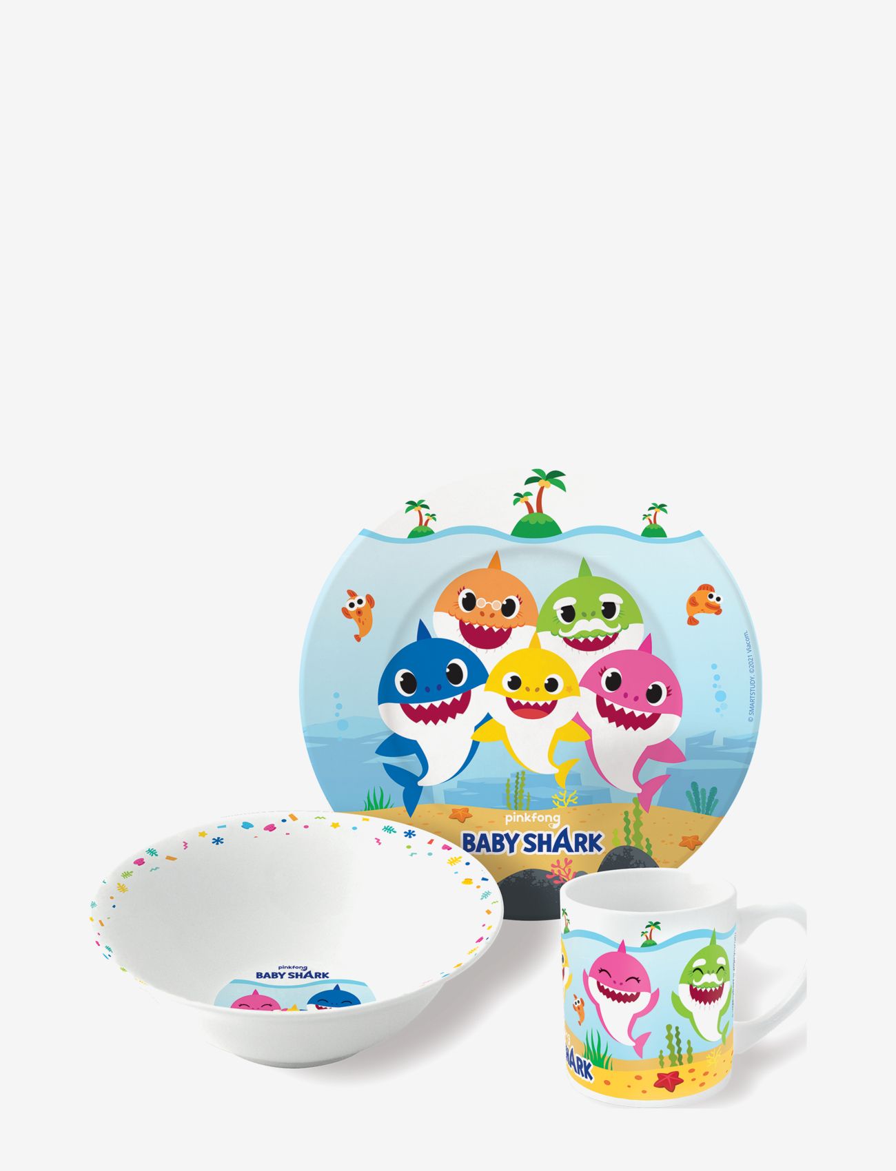 Magic Store - Baby Shark 3 pcs offset snack set, ceramic - multi coloured - 0