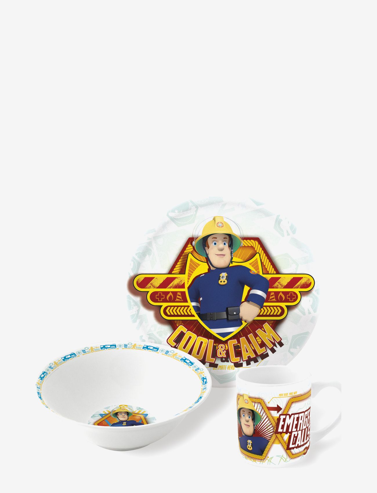 Magic Store - Fireman Sam 3 pcs offset snack set, ceramic - multi coloured - 0